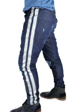 Distressed Jeans JOSUA mit silbernen Streifen
