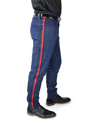 Jeans STEVEN with red-blue stripes along the side seams