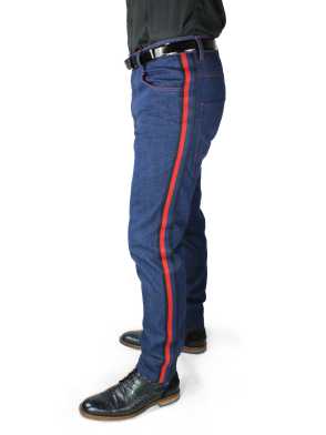 Jeans STEVEN with red-blue stripes along the side seams